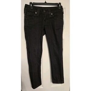 Lucky Brand Womens Girls 26 (26x24) Short BLACK Denim Jeans Skinny USA Made